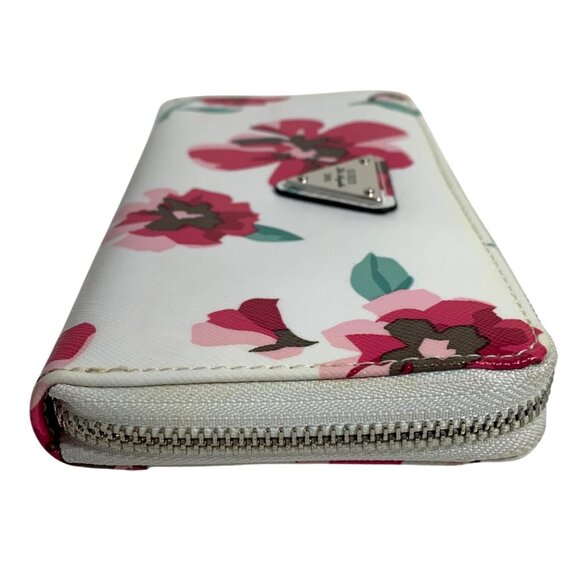 GUESS Pink/Green Floral Poppy Wildflower Zip Around Continental Wallet - Picture 5 of 9
